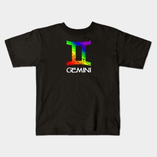 Gemini Zodiac Symbol in Rainbow Color Kids T-Shirt